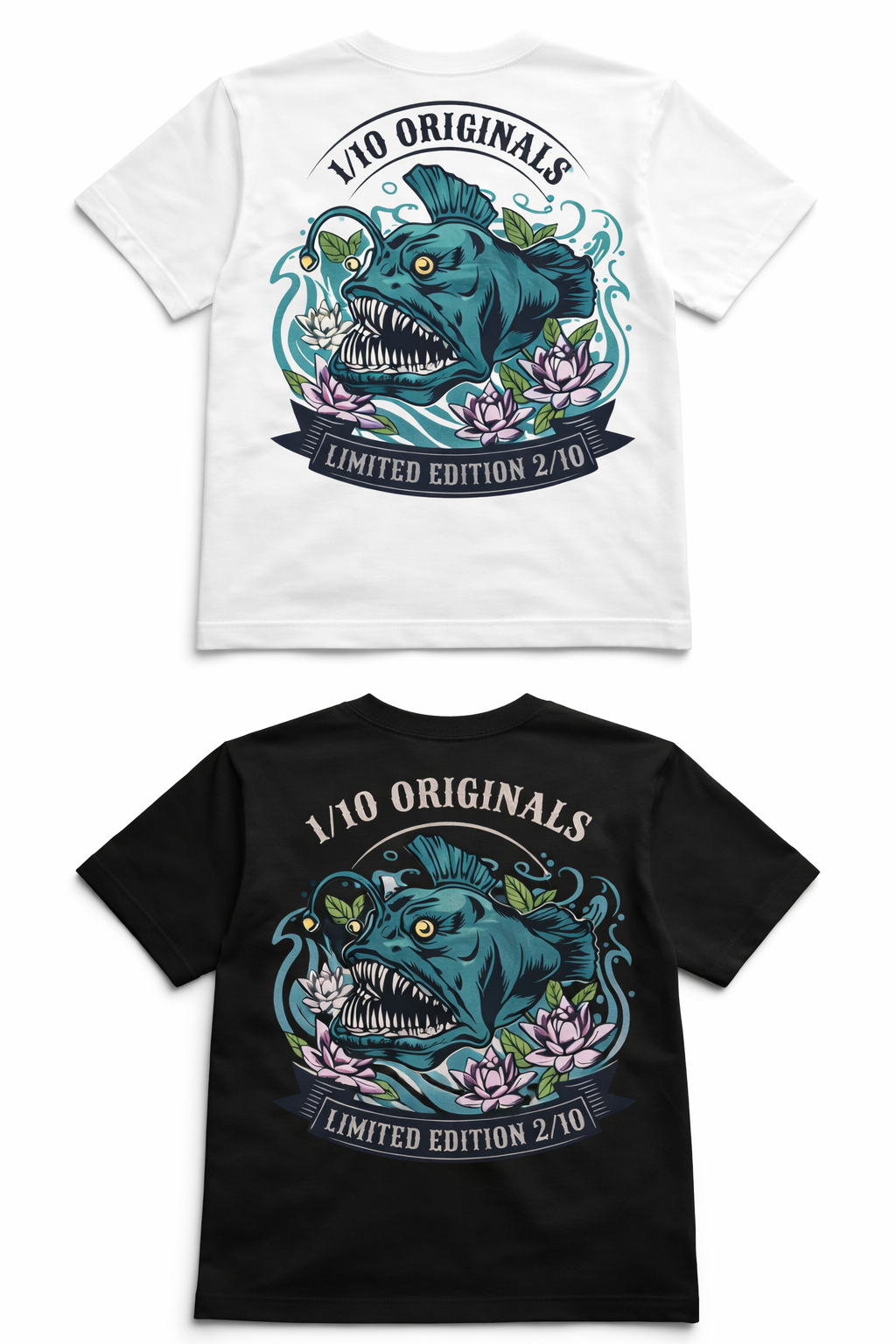 T-Shirt avec Piranha en bleu