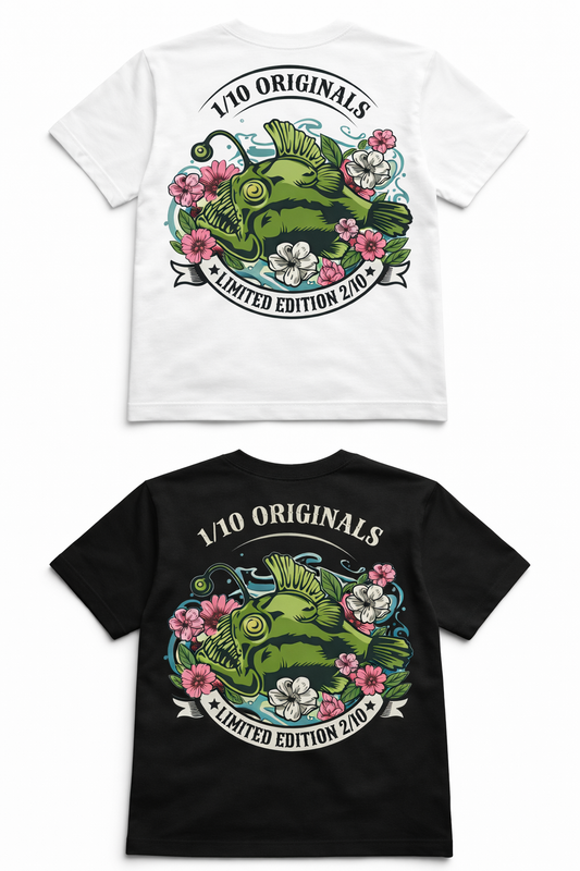 T-Shirt avec Piranha en vert avec des fleurs