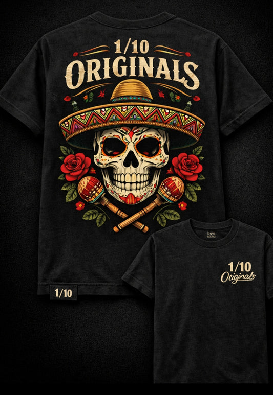 T-shirt crâne sombrero mexicain